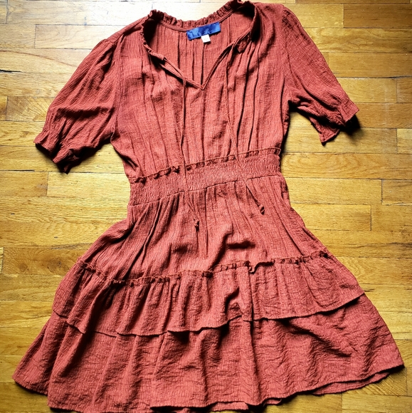 Rust Orange Summer Dress sz Large - Picture 1 of 3